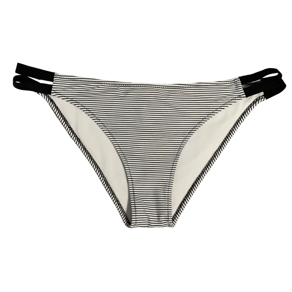 CUPSHE Bikini Bottom Black/White Stripe Double Side Strap Size XL -Like new!!